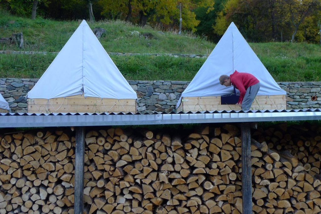 Scout tents with wooden base